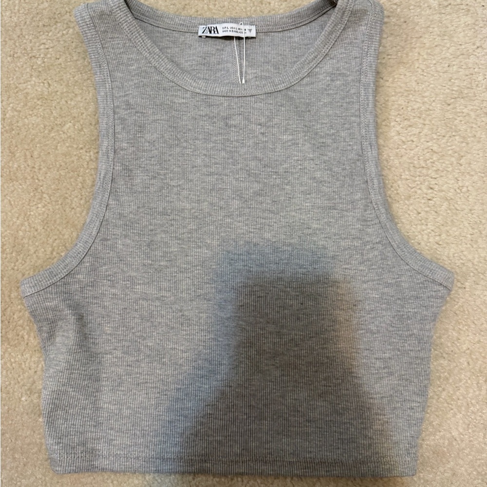 Zara Heather Gray Ribbed Crop Top